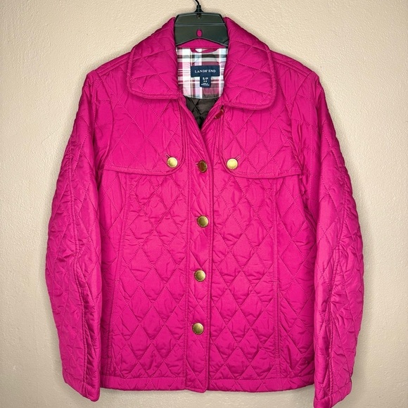 Lands' End Jackets & Blazers - Lands’ End Magenta Pink Quilted Button Up Barn Chore Jacket Women's Size S/P